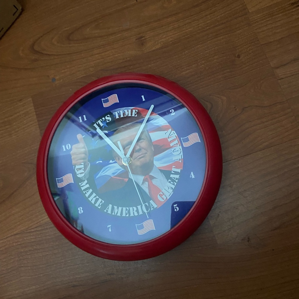 Trump Red Wall Clock with Patriotic Design